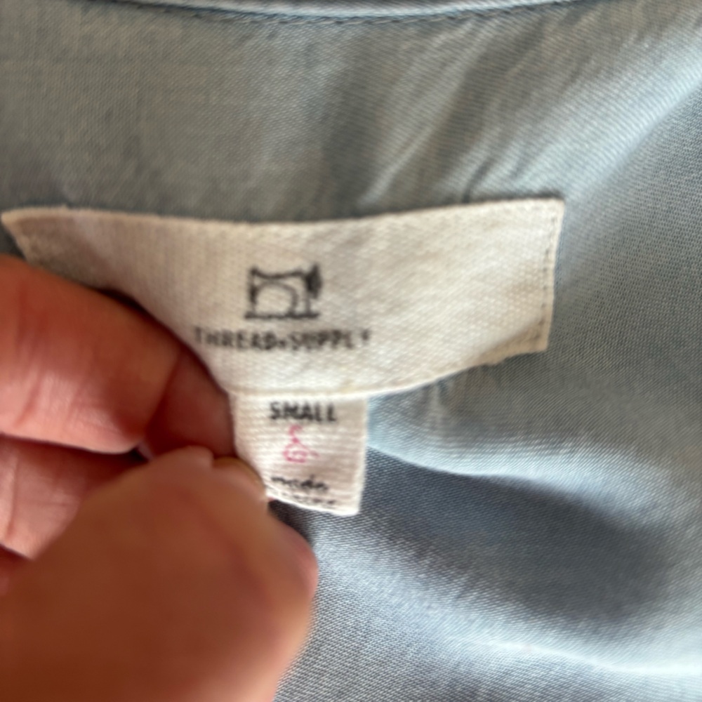 Thread & Supply Sky Blue Casual Shirt dress size small in excellent condition - Picture 5 of 8